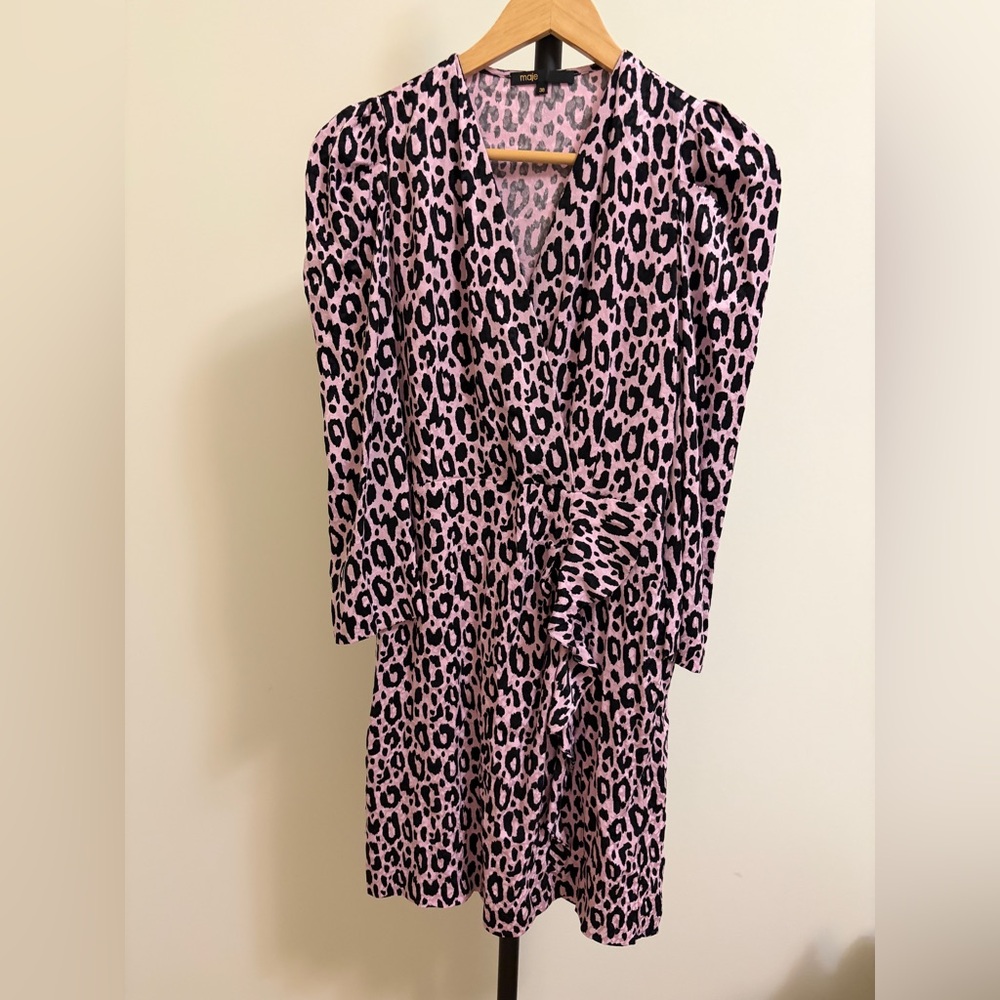 Maje Leopard Print Mini Dress NWOT